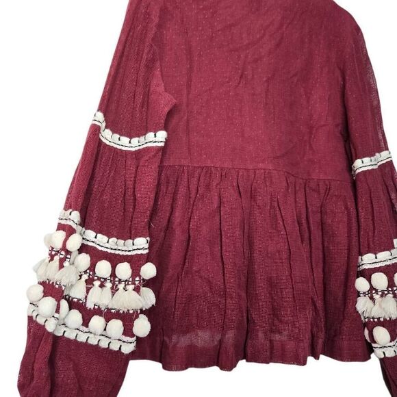 Antropologie Vineet Bahl Women Nisha Peasant Cotton Top Boho Size XS - Picture 5 of 8